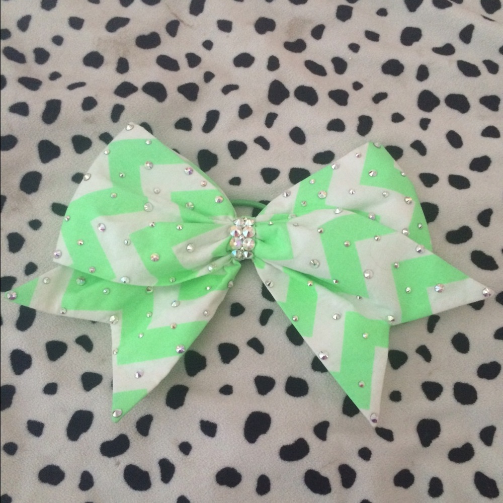 Green Chevron Rhinestone Hair Bow